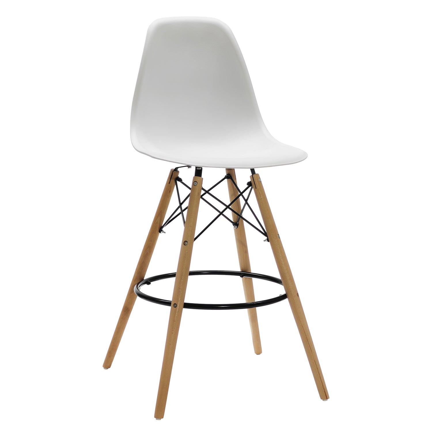 VESTIAMO CASA - Sgabello Nordica in Polipropilene Bianco con gambe in legno - h106x53x46 cm