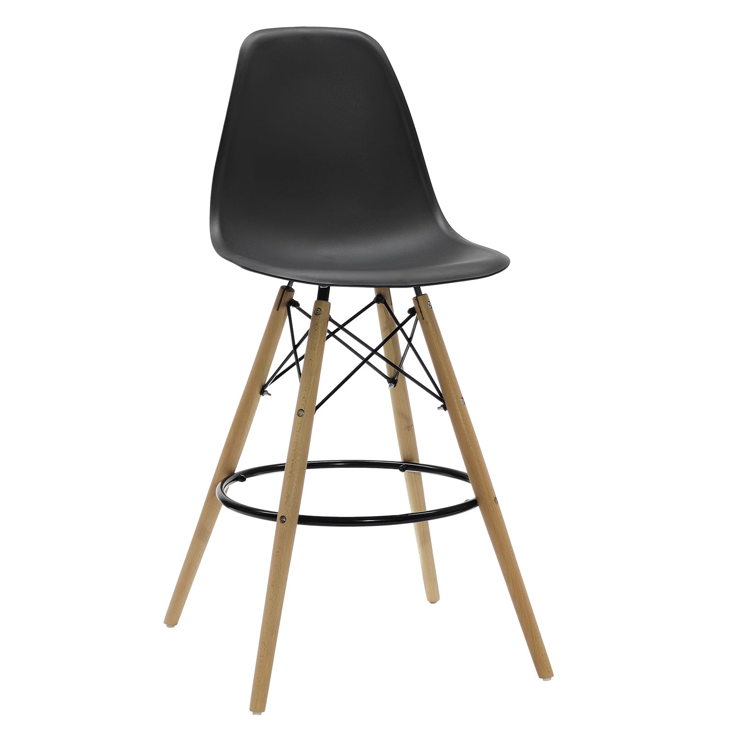 VESTIAMO CASA - Sgabello Nordica in Polipropilene Nera con gambe in legno - h106x53x46 cm