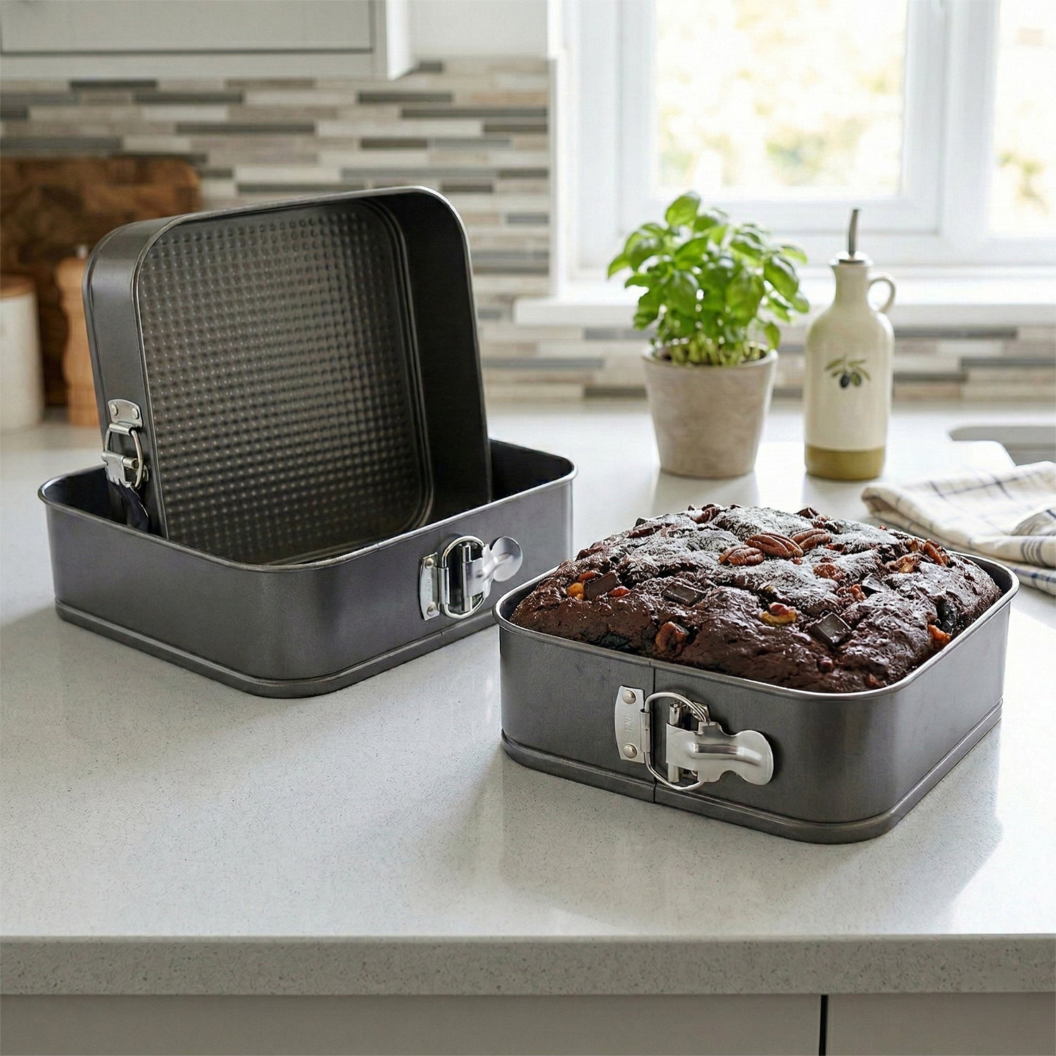 GUSTO CASA - Set 3 Tortiere Apribili Antiaderenti in Acciaio al Carbonio - h7,5 cm