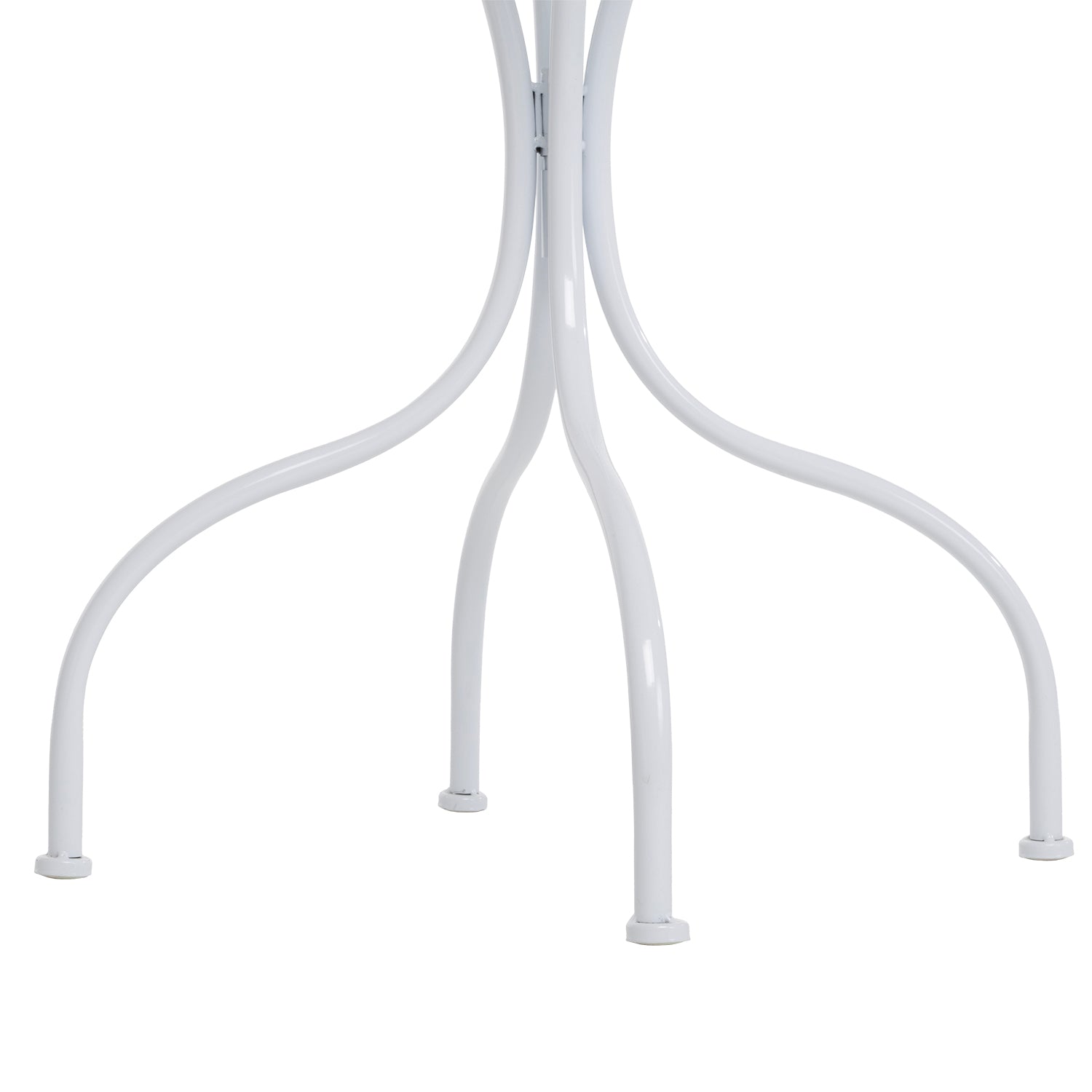 VESTIAMO CASA GIARDINO - Set giardino Bistrot tavolo rotondo 60 cm e 2 sedie in metallo Bianco e Top in ceramica decorata con motivi floreali