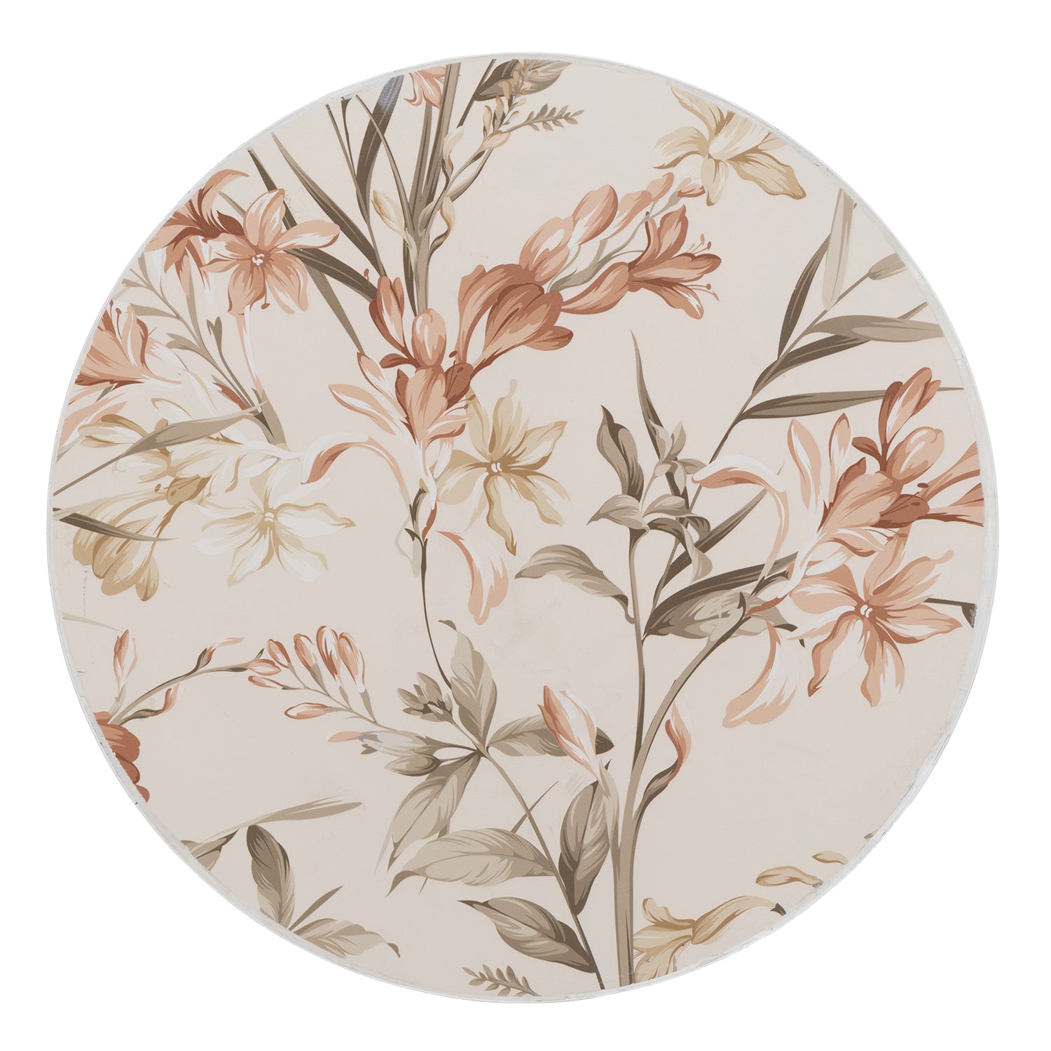 VESTIAMO CASA GIARDINO - Set giardino Bistrot tavolo rotondo 60 cm e 2 sedie in metallo Bianco e Top in ceramica decorata con motivi floreali