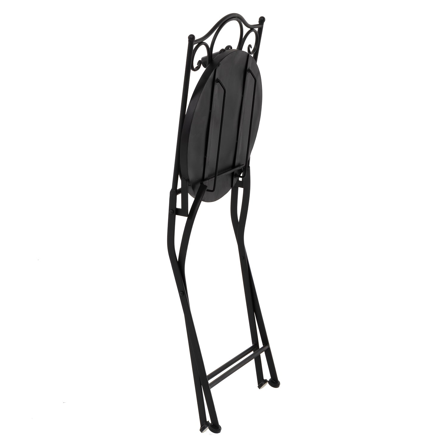 VESTIAMO CASA GIARDINO - Sedia da giardino Pieghevole Decorata in metallo nero con maioliche Multicolor - h90x38x38 cm