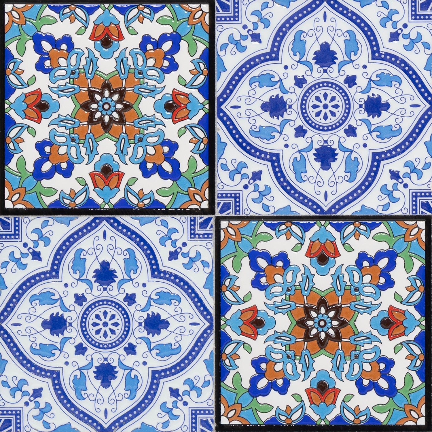 VESTIAMO CASA GIARDINO - Set giardino Bistrot Tavolo rotondo 60 cm e 2 sedie richiudibili in metallo Celeste con Top in Ceramica Effetto Mosaico