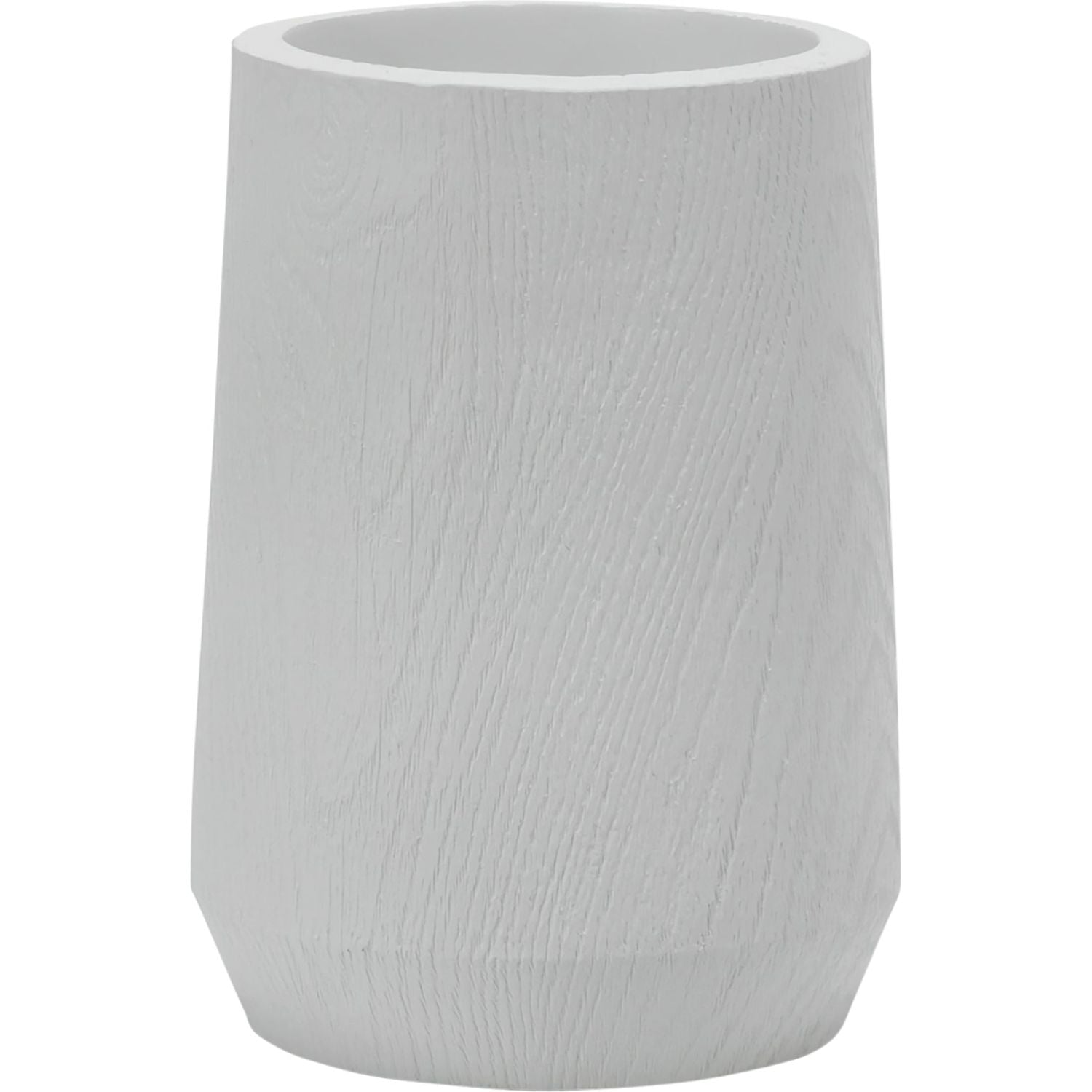 VESTIAMO CASA - Bicchiere Porta Spazzolini Effetto Legno Bianco - h11 diametro 8 cm