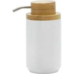 VESTIAMO CASA - Dispenser Sapone Bianco e Bamboo - h15,5 diametro 7,5 cm