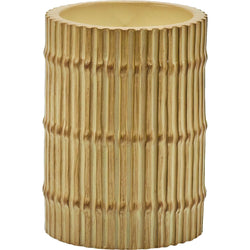 VESTIAMO CASA - Bicchiere Porta Spazzolini Effetto Bamboo Senape - h11 diametro 8 cm