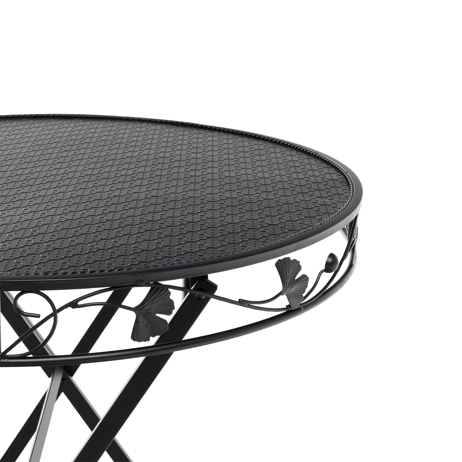 VESTIAMO CASA GIARDINO - Set giardino Bistrot Tavolo rotondo 70 cm e 2 sedie richiudibili in metallo Nero Design Liberty