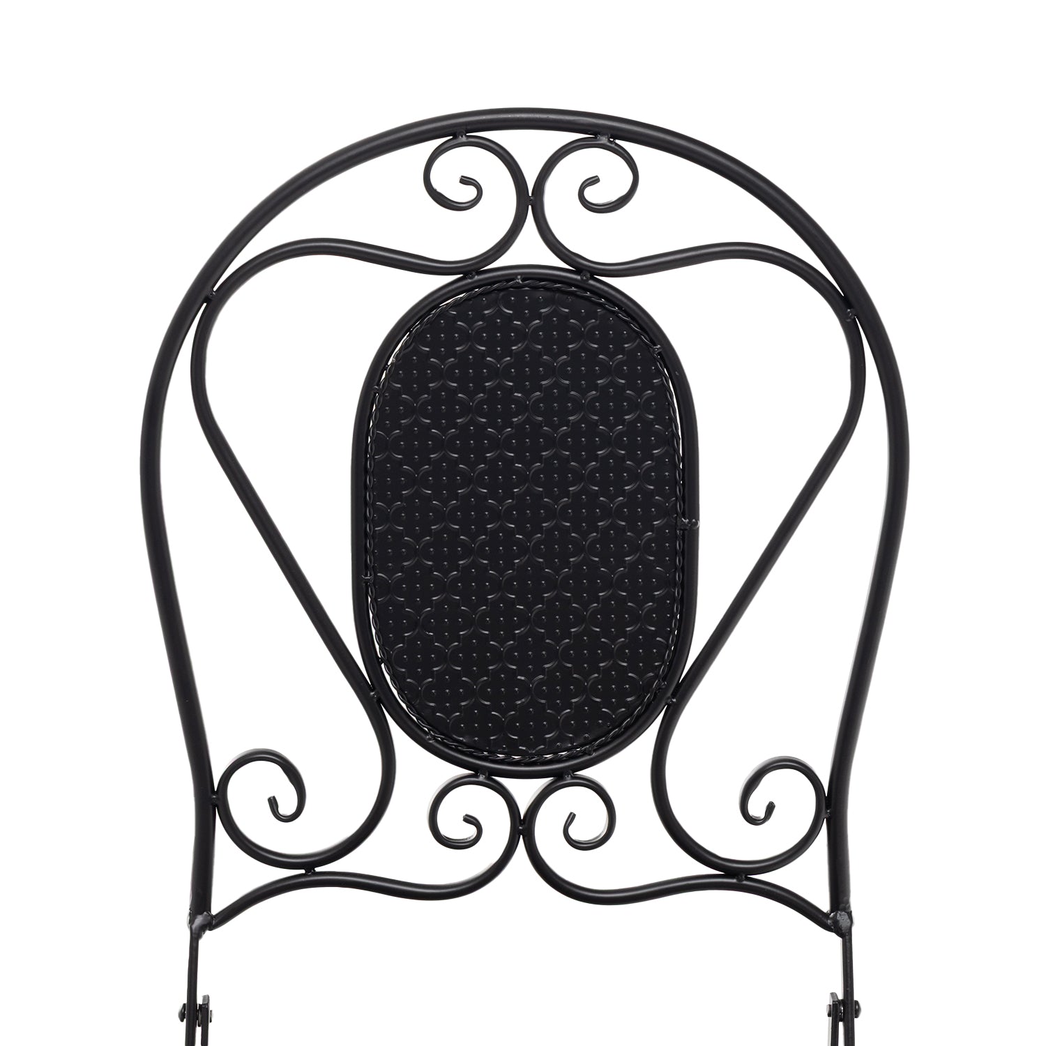 VESTIAMO CASA GIARDINO - Set giardino Bistrot Tavolo rotondo 70 cm e 2 sedie richiudibili in metallo Nero Design Liberty