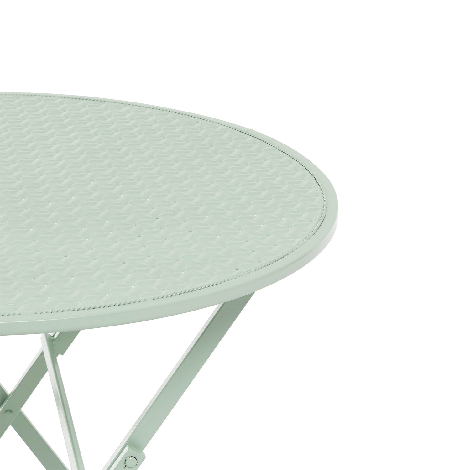 VESTIAMO CASA GIARDINO - Set giardino Bistrot Tavolo rotondo 70 cm e 2 sedie richiudibili in metallo Verde