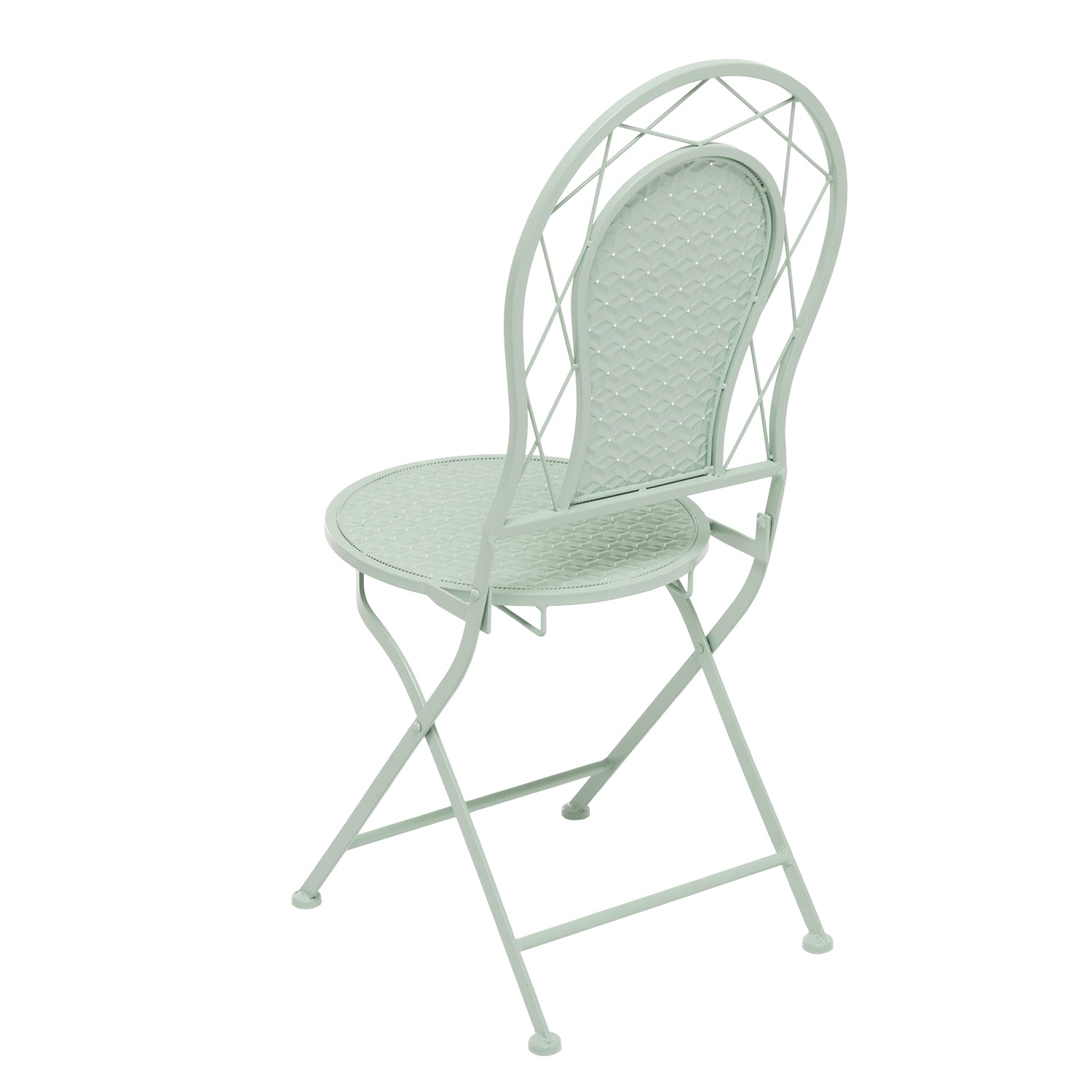 VESTIAMO CASA GIARDINO - Set giardino Bistrot Tavolo rotondo 70 cm e 2 sedie richiudibili in metallo Verde