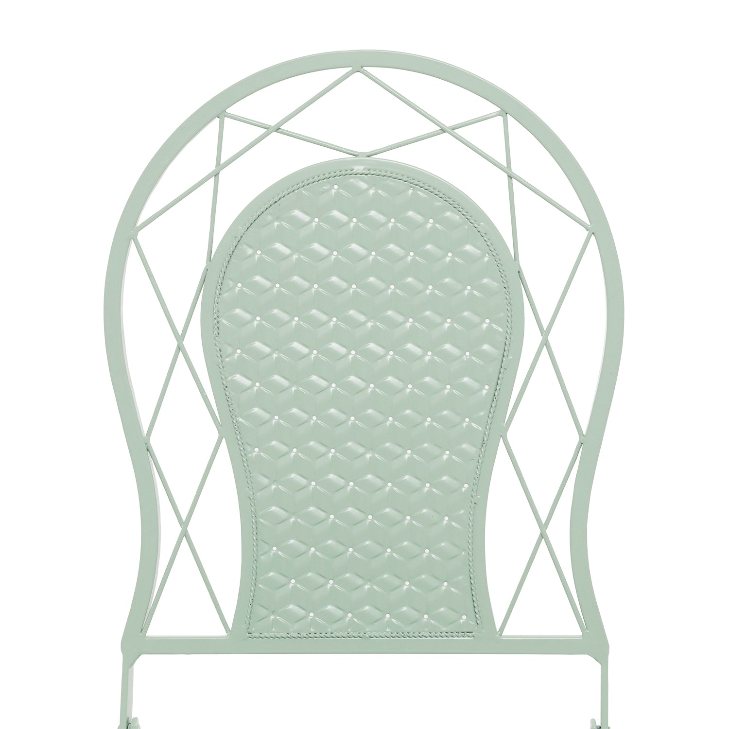 VESTIAMO CASA GIARDINO - Set giardino Bistrot Tavolo rotondo 70 cm e 2 sedie richiudibili in metallo Verde