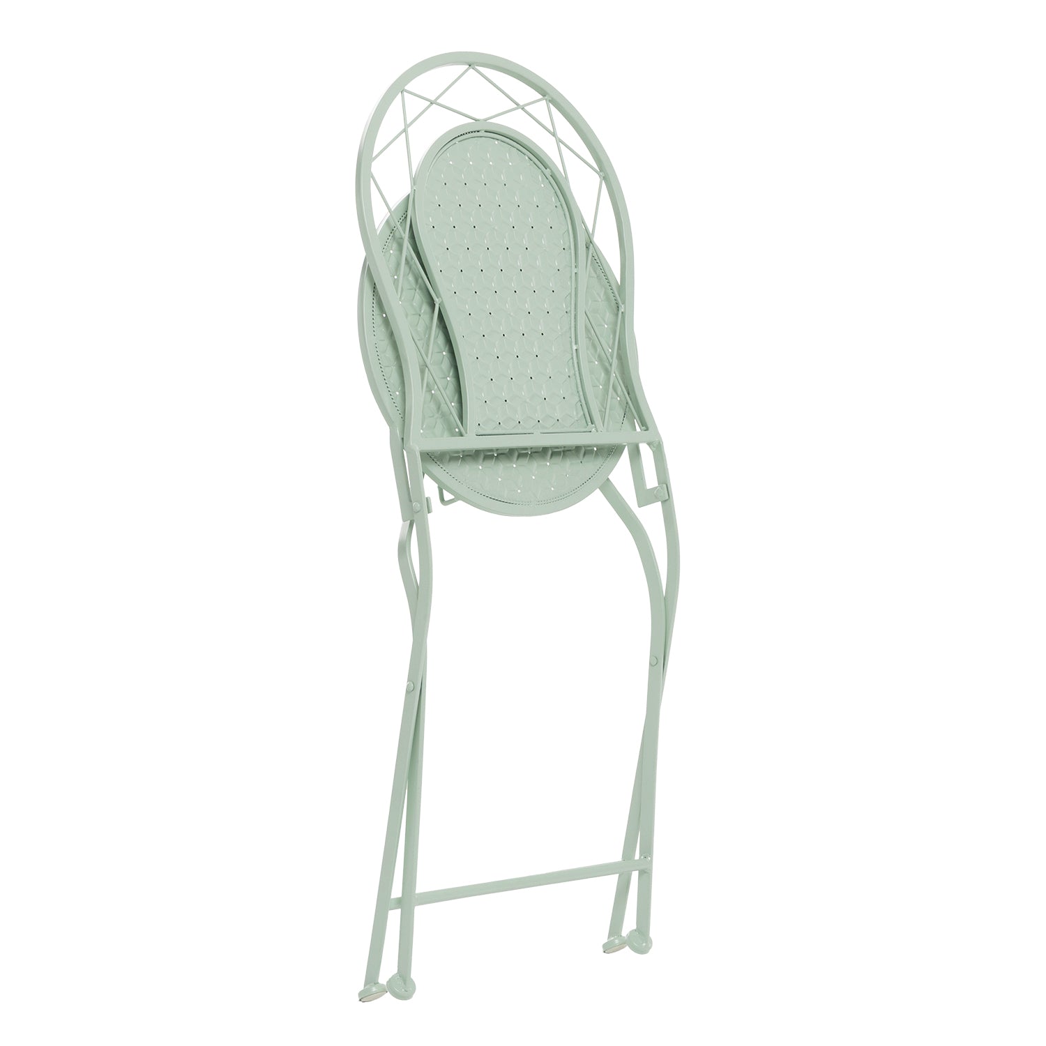 VESTIAMO CASA GIARDINO - Set giardino Bistrot Tavolo rotondo 70 cm e 2 sedie richiudibili in metallo Verde
