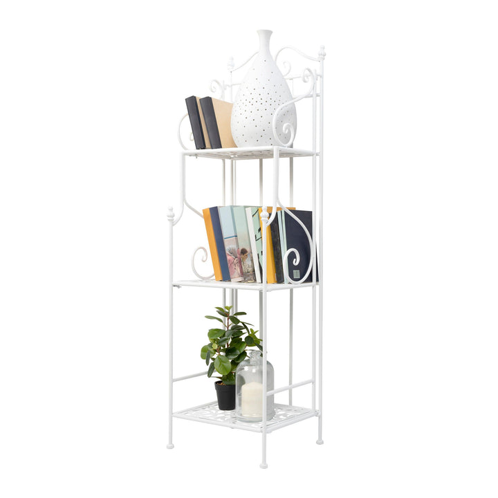 VESTIAMO CASA - Scaffale Salvaspazio in metallo bianco con 3 ripiani Florienne - h118x35x29 cm