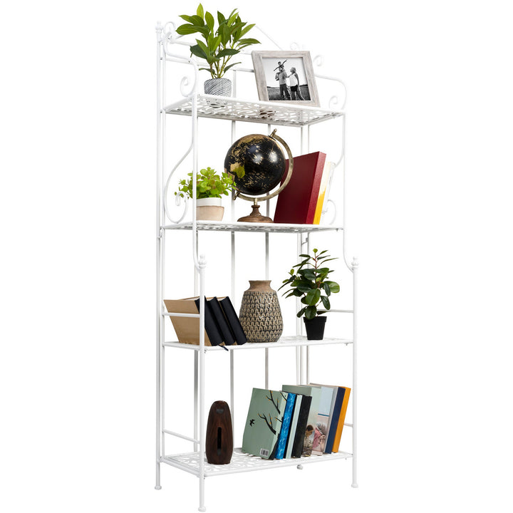 VESTIAMO CASA - Scaffale Salvaspazio in metallo bianco con 4 ripiani Florienne - h158x58x29 cm