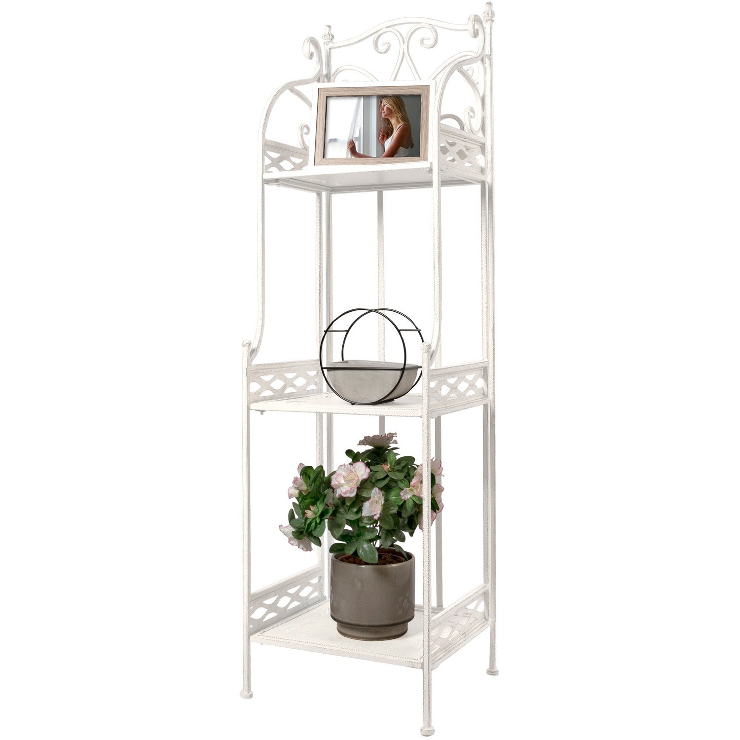 VESTIAMO CASA - Scaffale Salvaspazio in metallo Bianco con 3 ripiani Decapè - h124x35x31 cm