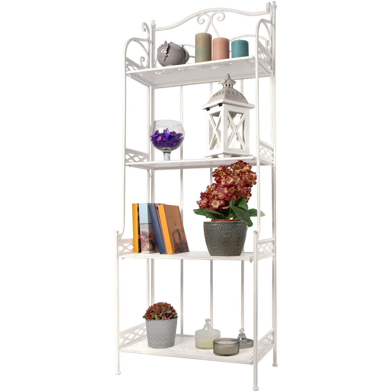 VESTIAMO CASA - Scaffale Salvaspazio in metallo bianco con 4 ripiani Decapè - h164x59x31 cm