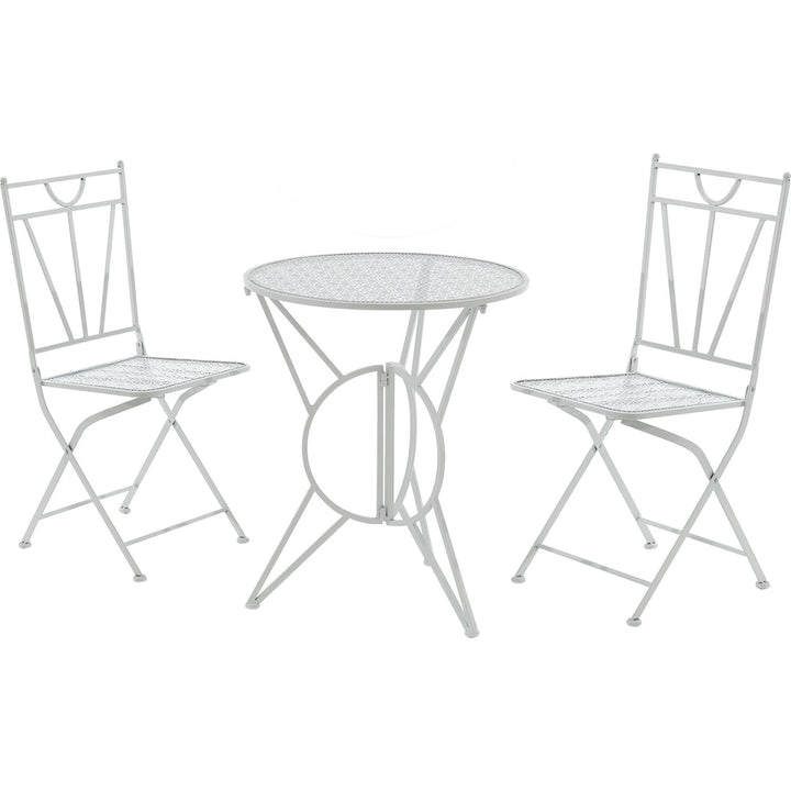 VESTIAMO CASA GIARDINO - Set giardino Bistrot tavolo rotondo 60 cm e 2 sedie in metallo Bianco
