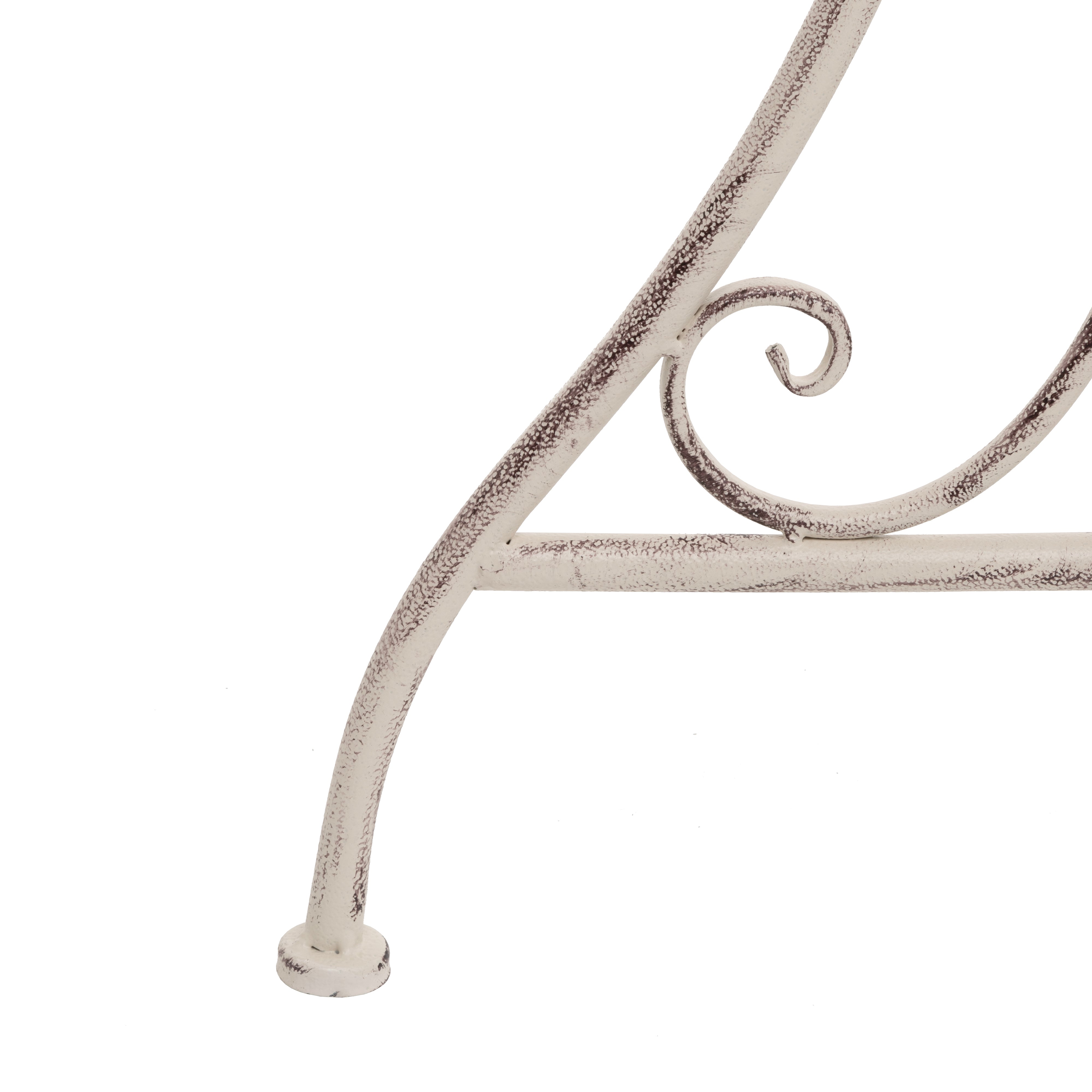 VESTIAMO CASA GIARDINO - Set giardino Bistrot Tavolo rotondo 60 cm e 2 sedie richiudibili in metallo Bianco Decapato