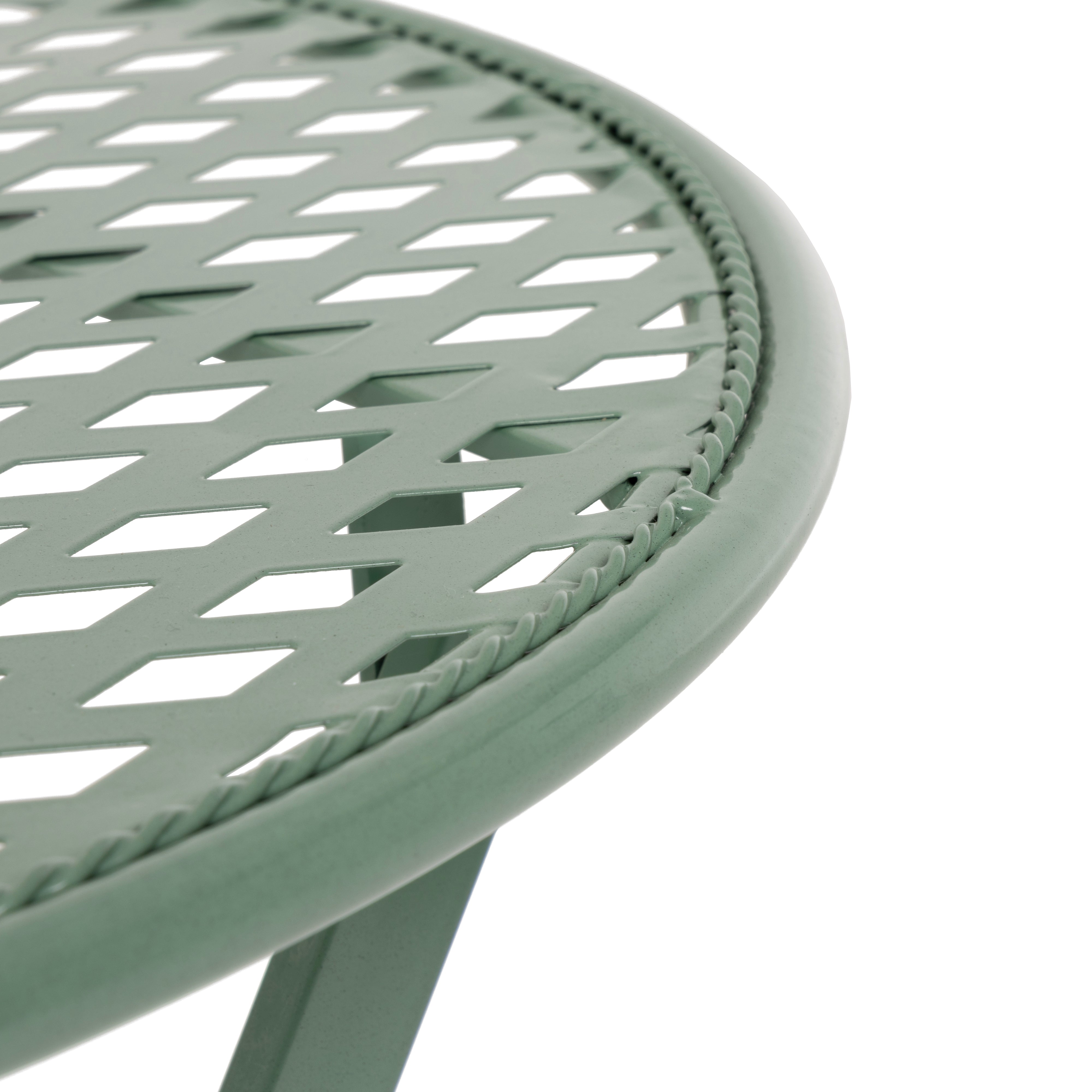 VESTIAMO CASA GIARDINO - Set giardino Bistrot Tavolo rotondo 60 cm e 2 sedie pieghevoli in metallo Verde Design Liberty