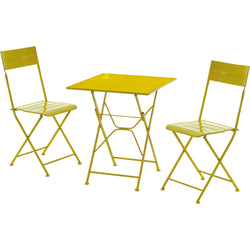 VESTIAMO CASA GIARDINO - Set giardino Bistrot tavolo 60x60 cm e 2 sedie pieghevoli in metallo Giallo