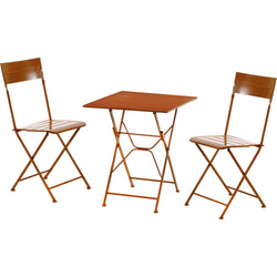 VESTIAMO CASA GIARDINO - Set giardino Bistrot tavolo 60x60 cm e 2 sedie pieghevoli in metallo Arancione
