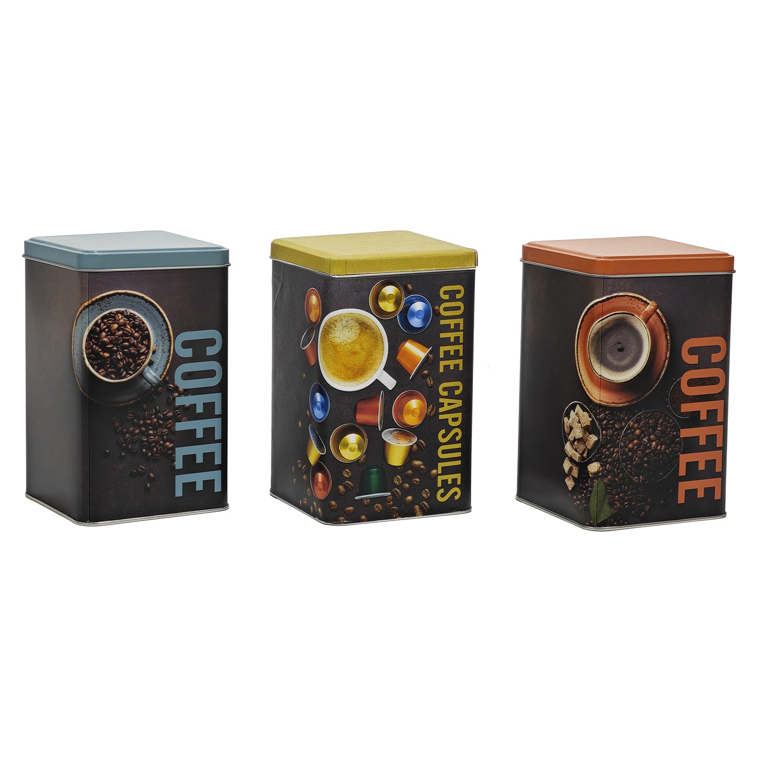 Contenitore Porta Capsule Caffè in Latta con Coperchio - h17x10,5x10,5 cm