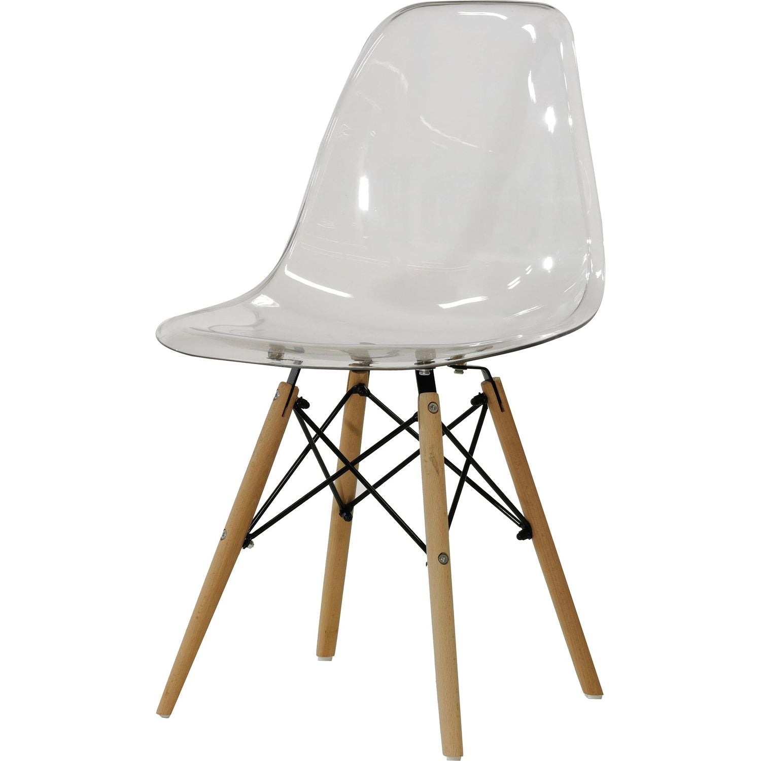 VESTIAMO CASA - Sedia da pranzo in polipropilene Trasparente con gambe in legno - h81,5x45,5x48 cm