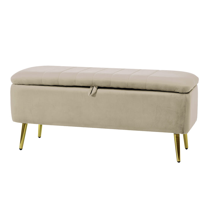 VESTIAMO CASA - Pouf Contenitore in velluto Crema - h43x102x39 cm