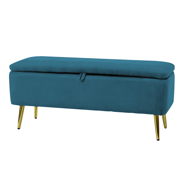 VESTIAMO CASA - Pouf Contenitore in velluto Petrolio - h43x102x39 cm