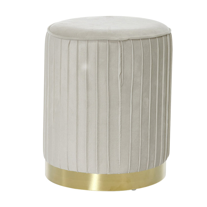 VESTIAMO CASA - Pouf in Velluto Crema con base oro - h41 cm x diametro 32 cm