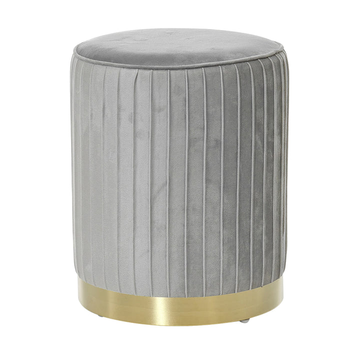 VESTIAMO CASA - Pouf in Velluto Grigio con base oro - h41 cm x diametro 32 cm