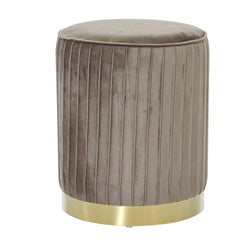 VESTIAMO CASA - Pouf in Velluto Tortora con base oro - h41 cm x diametro 32 cm