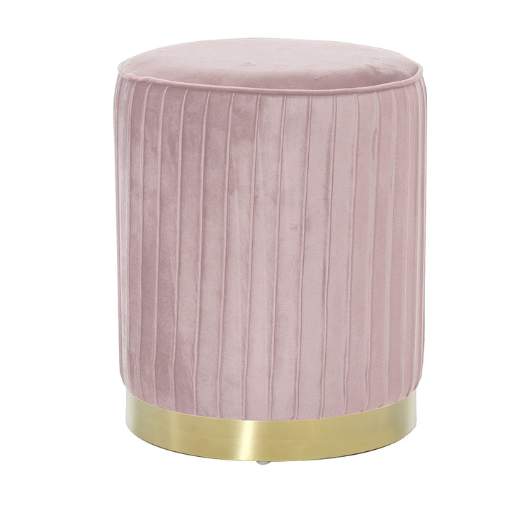 VESTIAMO CASA - Pouf in Velluto Rosa con base oro - h41 cm x diametro 32 cm