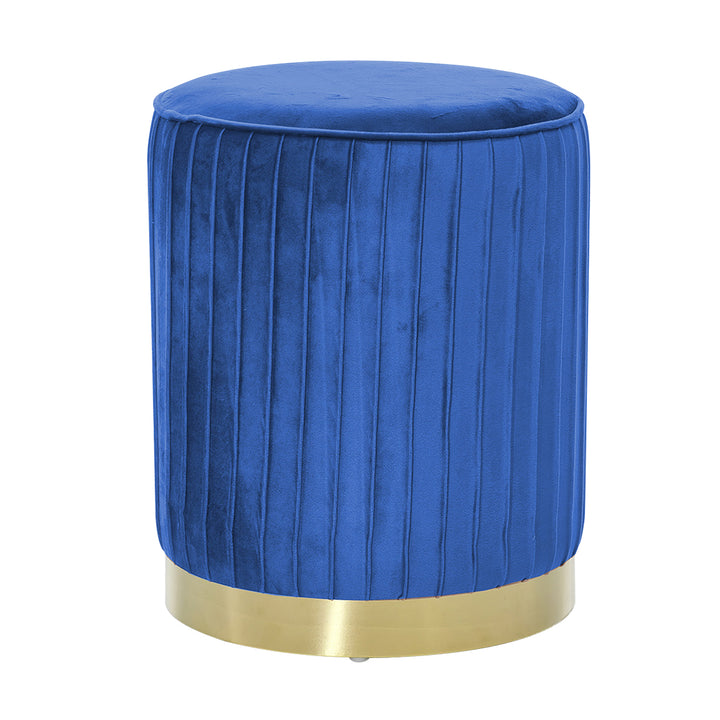 VESTIAMO CASA - Pouf in Velluto Blu con base oro - h41 cm x diametro 32 cm