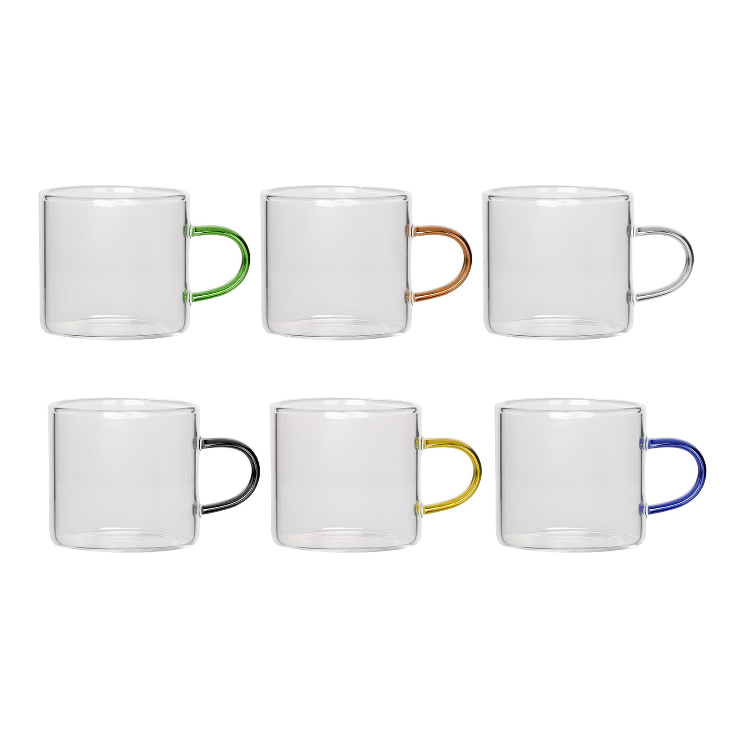 GUSTO CASA - Set 6 Tazzine da Caffè Coffee Break in Vetro Borosilicato 9 cl