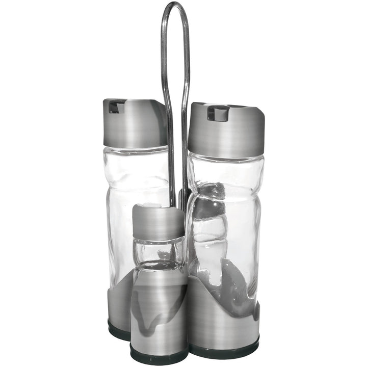 GUSTO CASA - Set Menage in vetro con stand in metallo