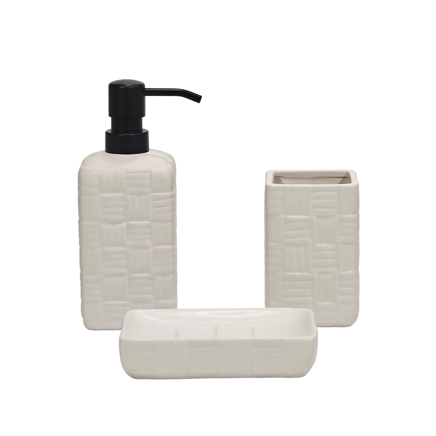 VESTIAMO CASA - Set Bagno 3 pezzi in Ceramica Bianco