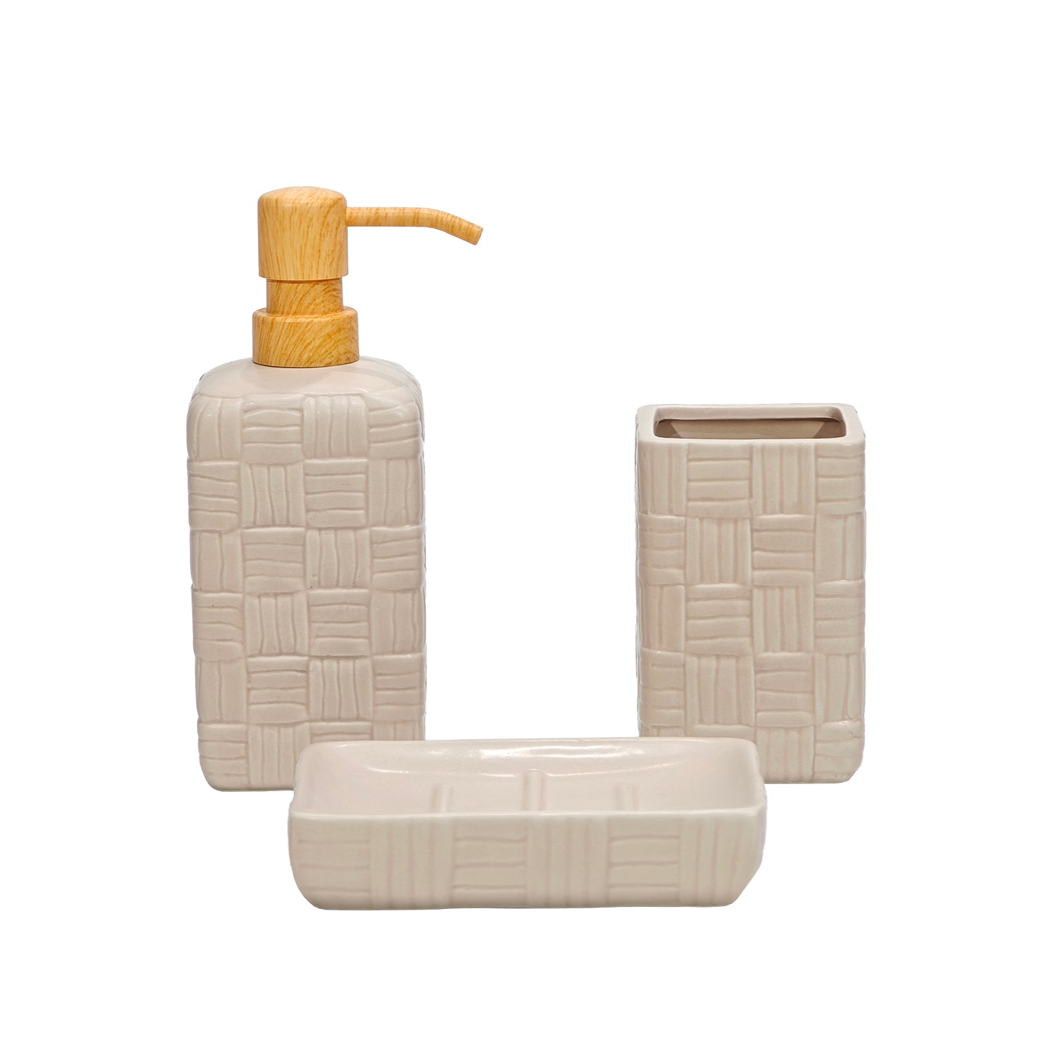 VESTIAMO CASA - Set Bagno 3 pezzi in Ceramica Rosa