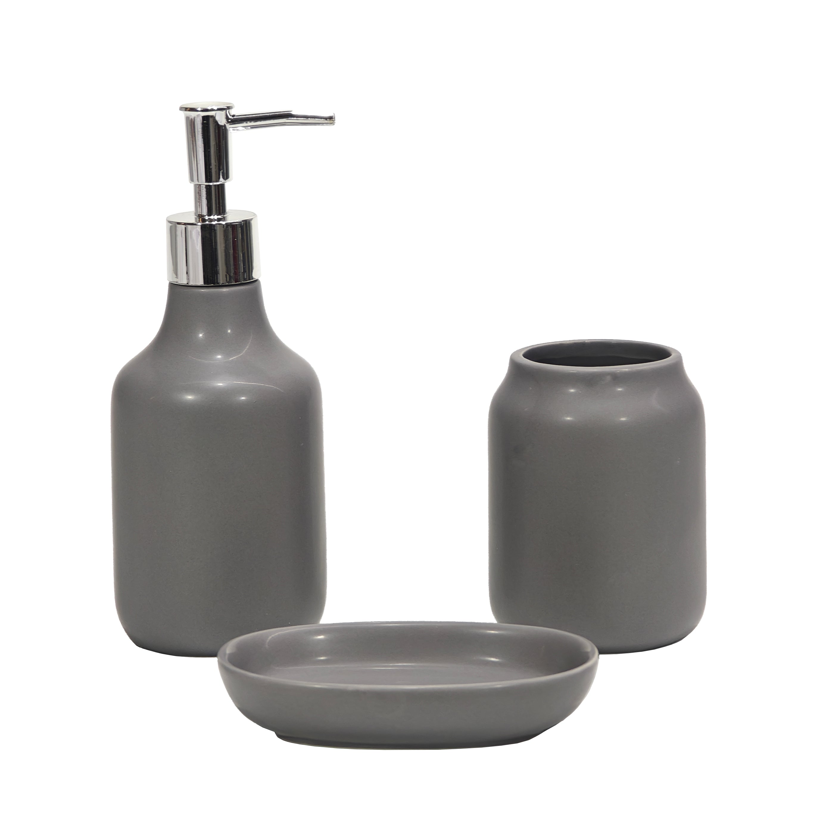 VESTIAMO CASA - Set Bagno 3 pezzi in Ceramica Grigio