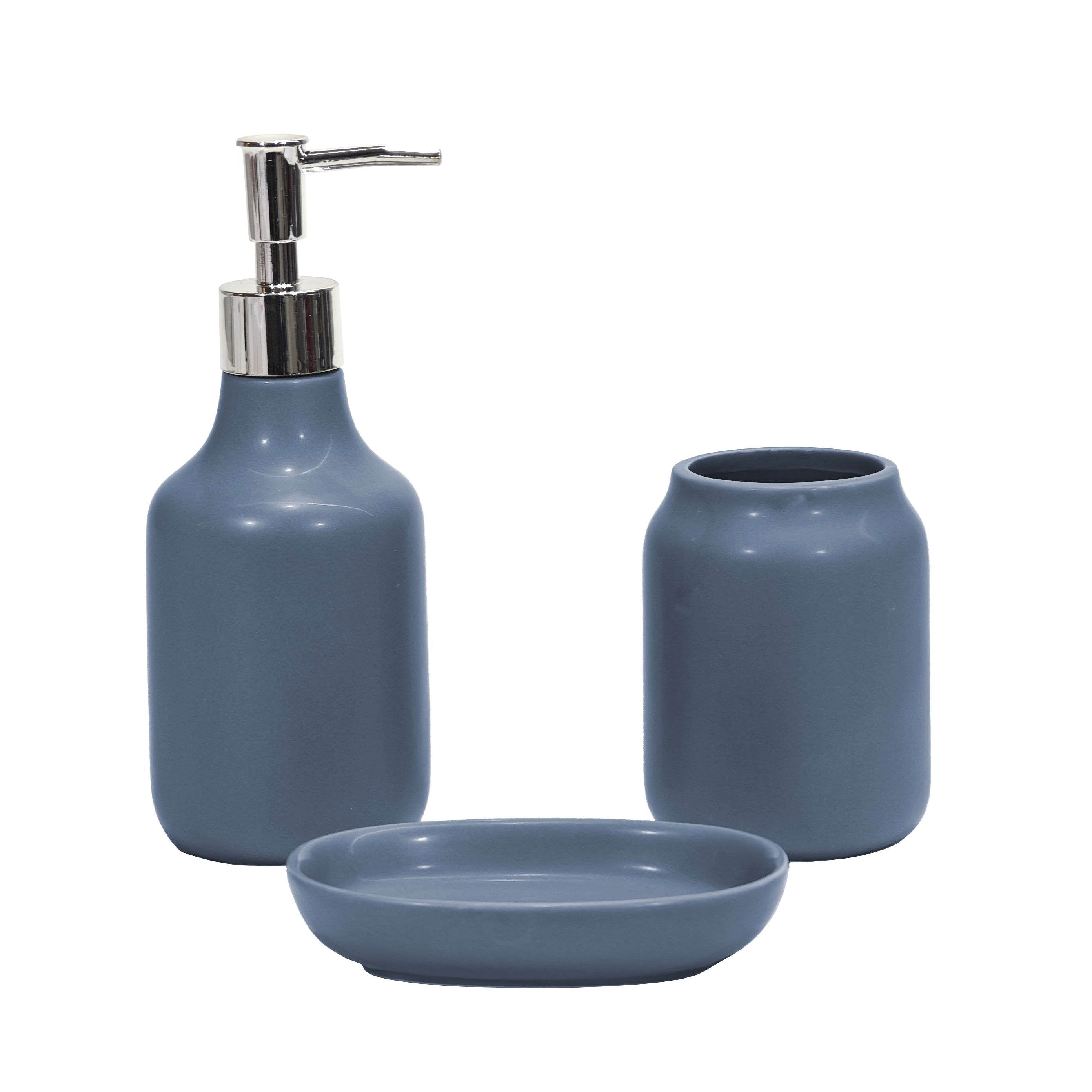 VESTIAMO CASA - Set Bagno 3 pezzi in Ceramica Petrolio