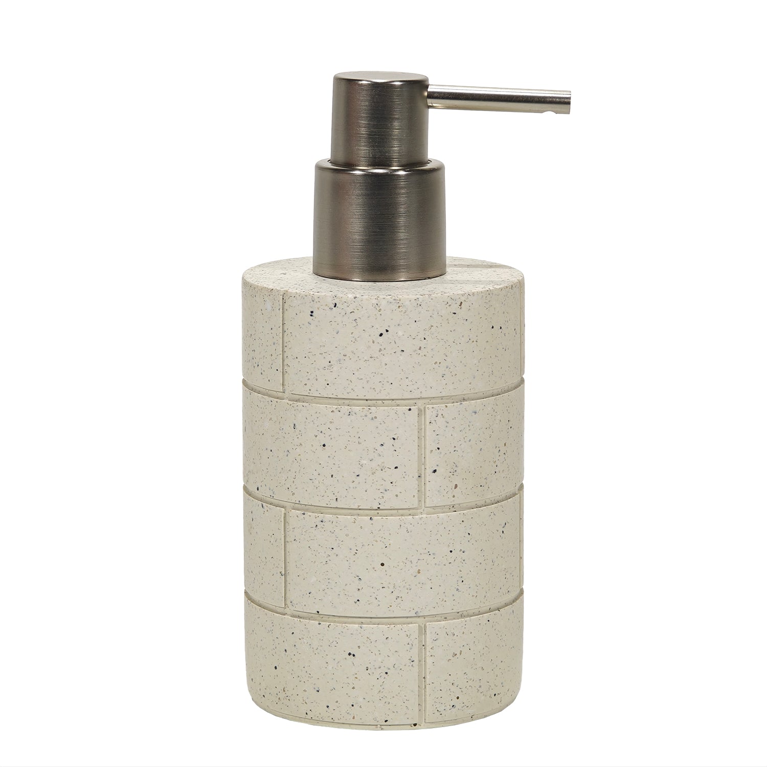 VESTIAMO CASA - Dispenser sapone in Poliresina Effetto Pietra Beige 250 ml - h16,5 cm diametro 7 cm
