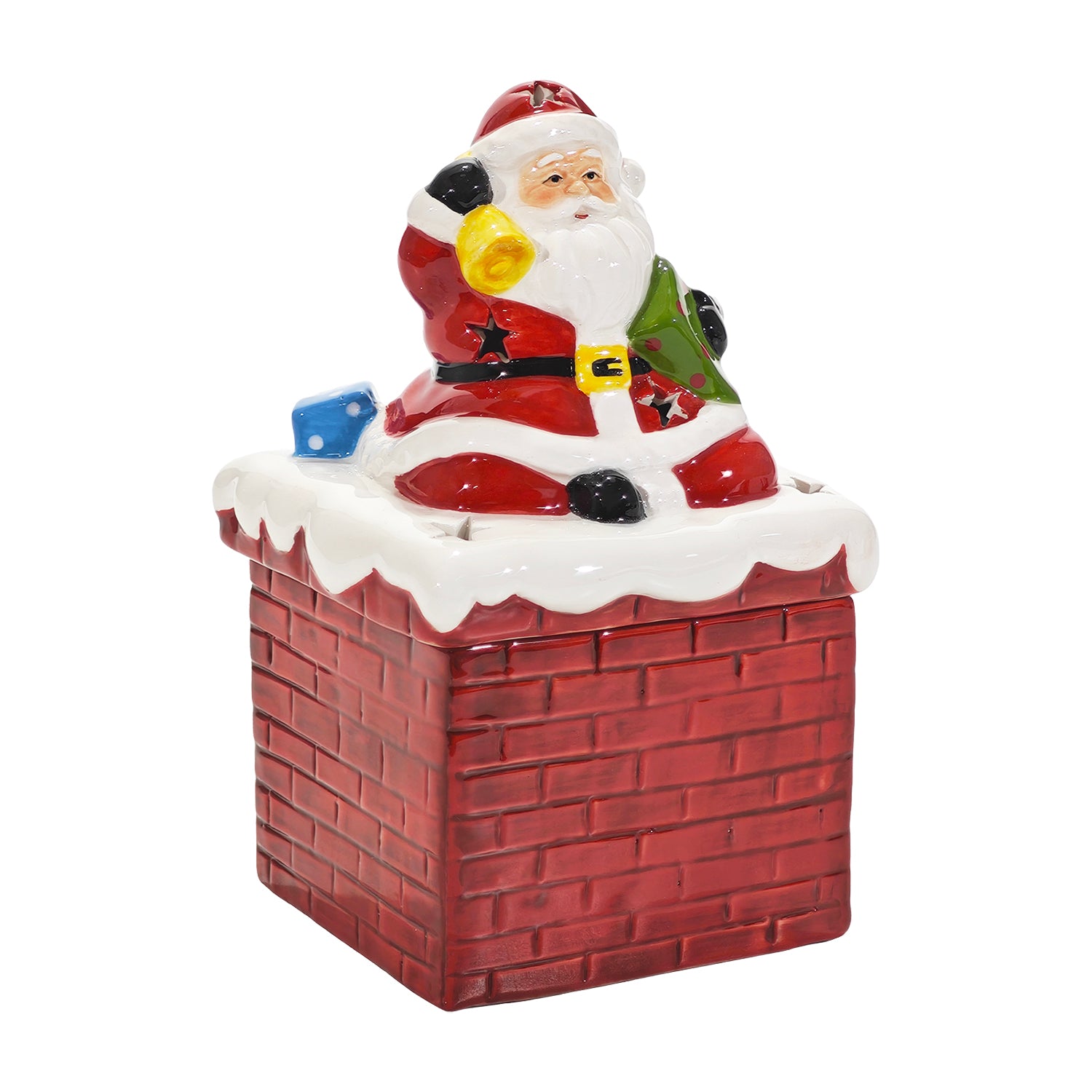 VESTIAMO CASA GRAN NATALE - Cofanetto Natalizio Babbo Natale sul Camino in Dolomite h18x11x11 cm