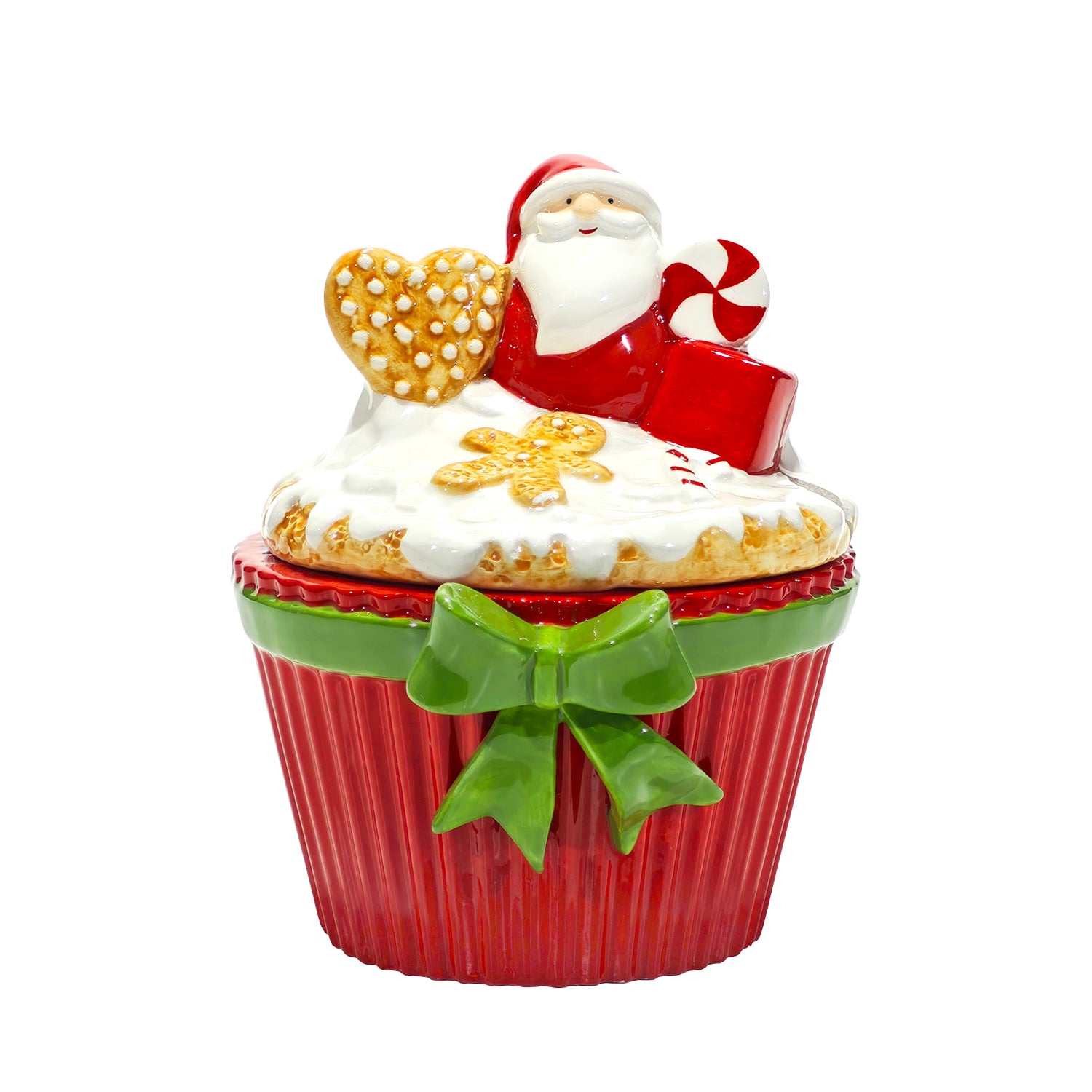 VESTIAMO CASA GRAN NATALE - Cofanetto Natalizio Cupcake con Babbo Natale in Dolomite h21x16,5x19 cm