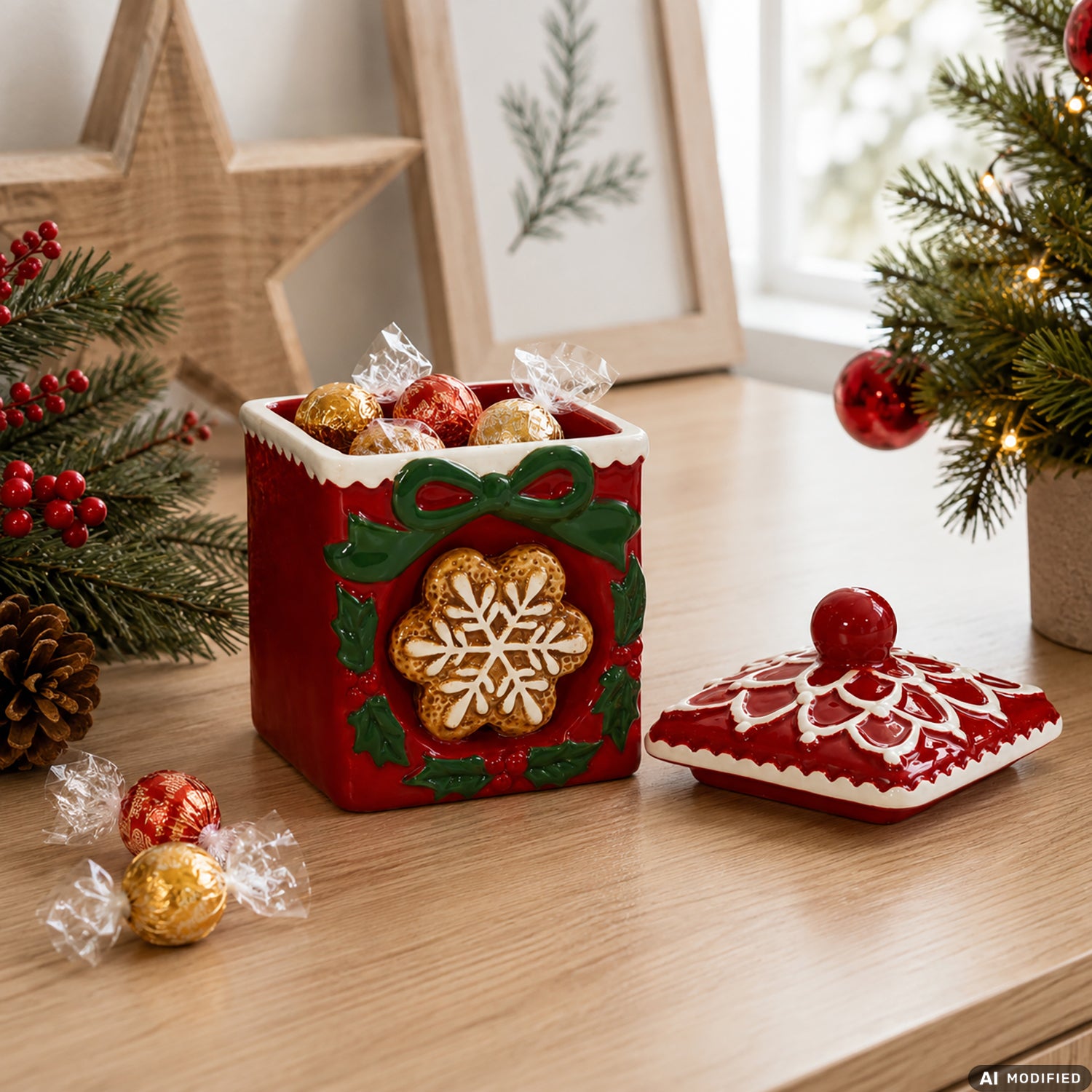 VESTIAMO CASA GRAN NATALE - Cofanetto Natalizio in Dolomite Decorato h15 cm
