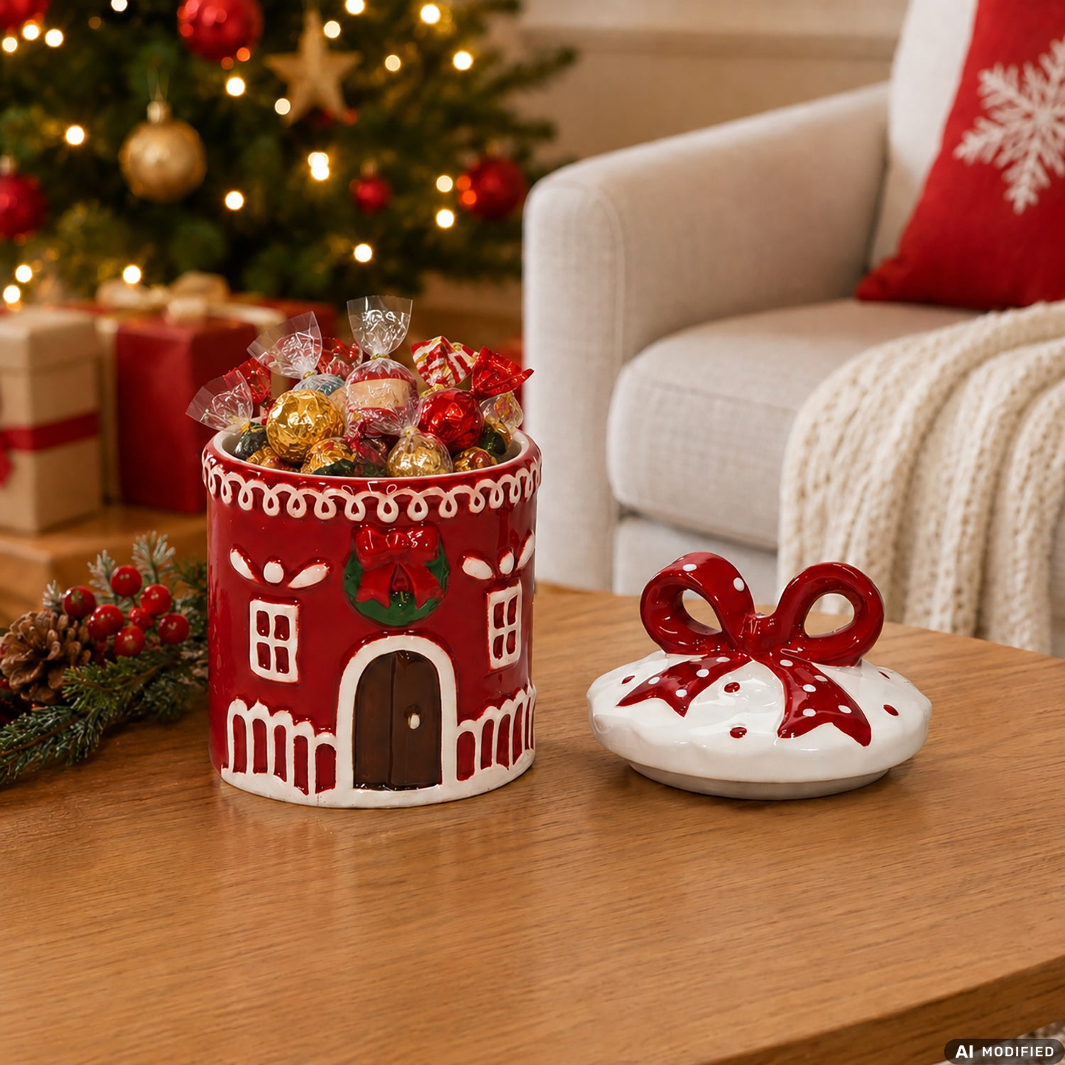 VESTIAMO CASA GRAN NATALE - Cofanetto Natalizio Casa Pan di Zenzero in Dolomite h14 cm