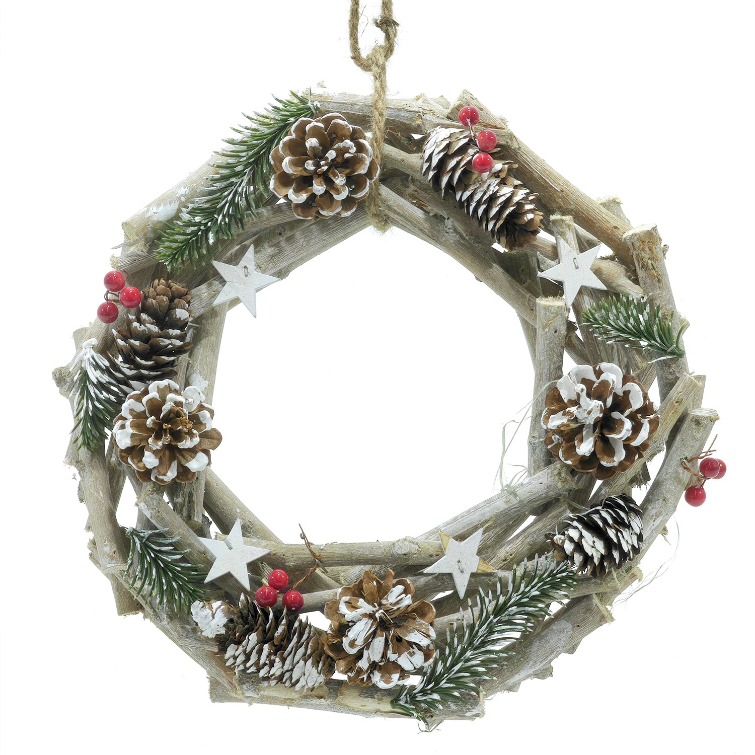 VESTIAMO CASA GRAN NATALE - Ghirlanda con pigne e bacche - diametro 30 cm