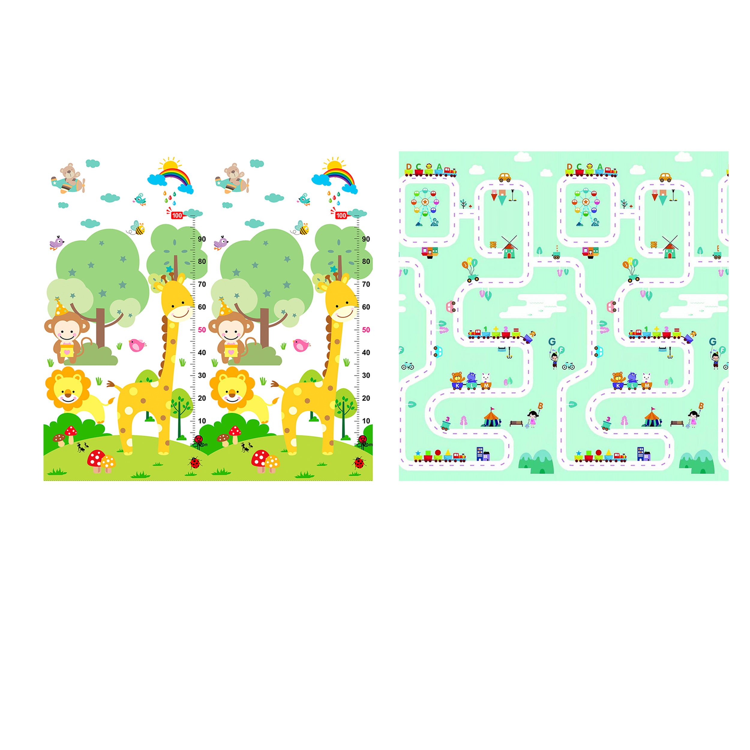 TU GIOCHI - Tappetino Reversibile per Bambini 180x200 cm - Gioca & Impara