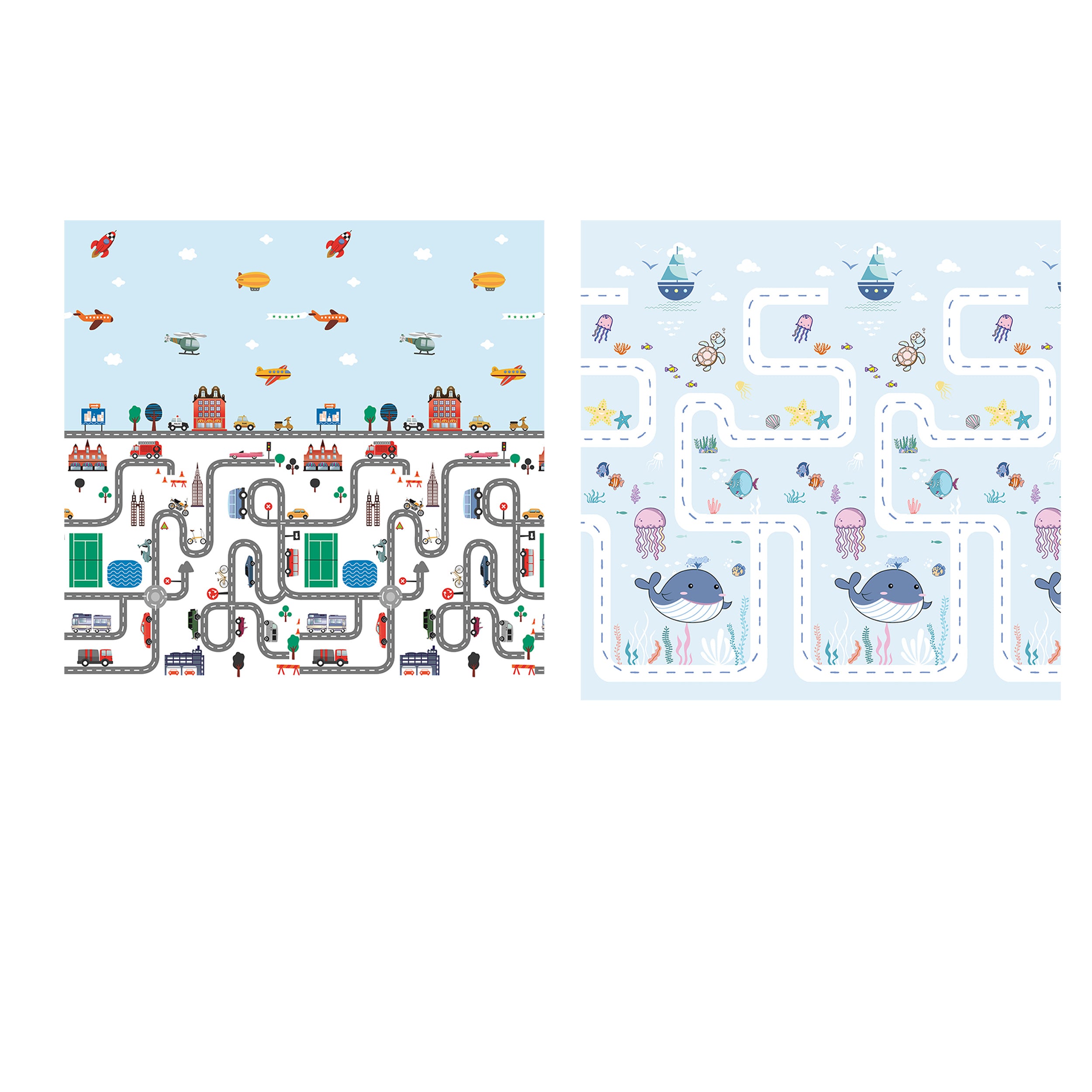 TU GIOCHI - Tappetino Reversibile per Bambini 180x200 cm - Gioca & Impara