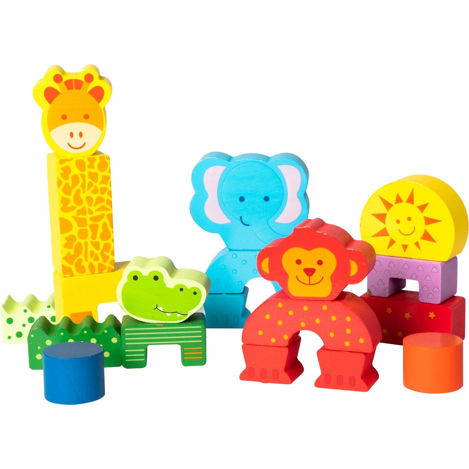 TU GIOCHI - Blocchetti Animali di legno 20 pezzi Linea Woodworld