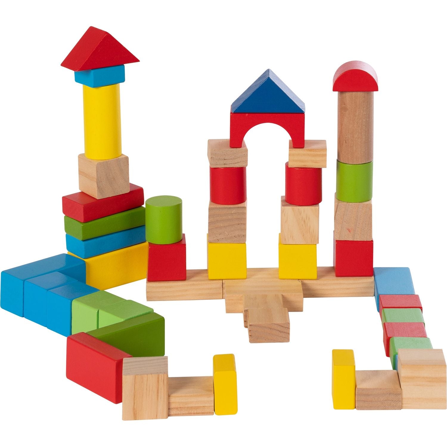 TU GIOCHI - Secchiello Blocchetti di legno 50 pezzi Linea Woodworld